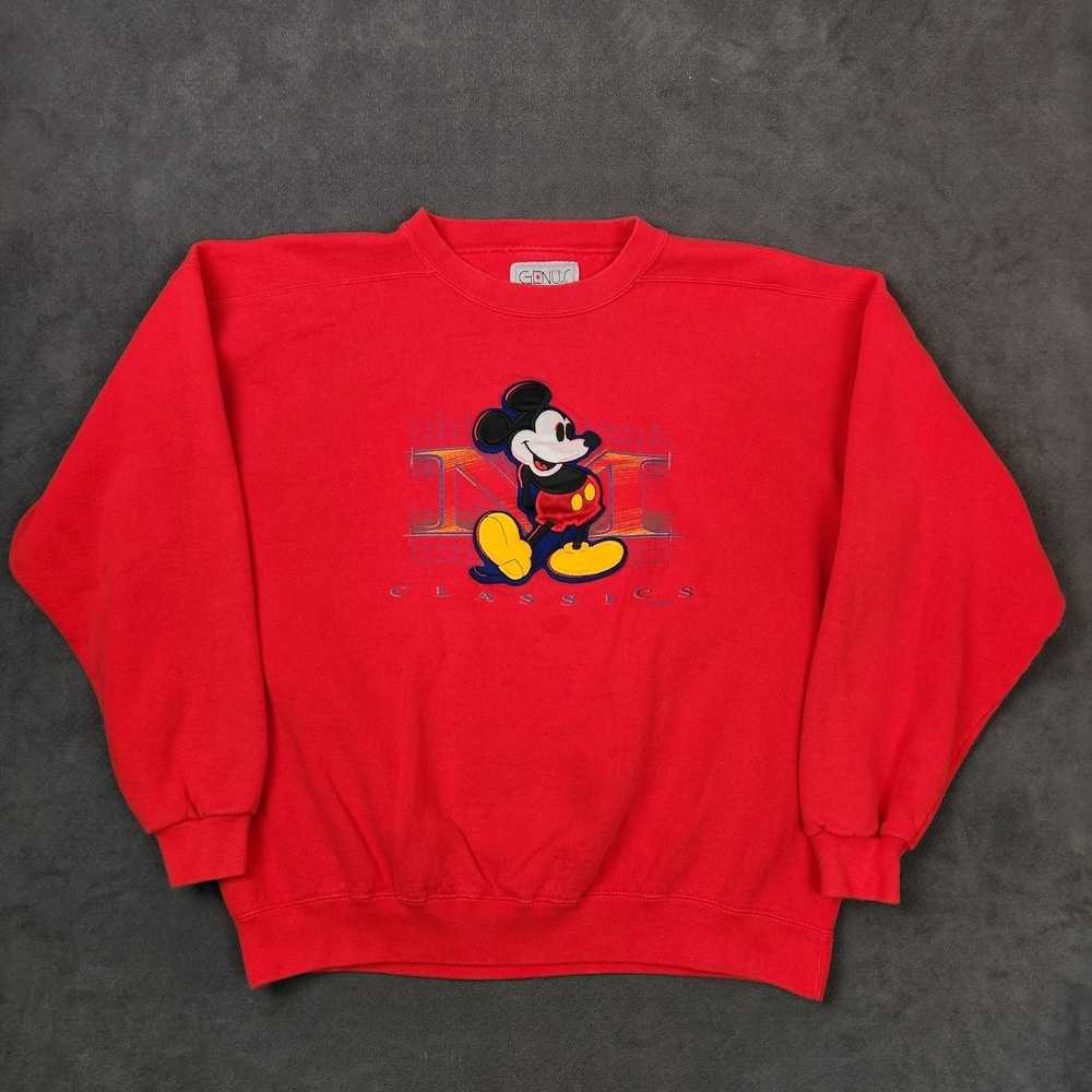 Vintage Disney‎ Mickey Mouse Sweatshirt Mens XL Red Classics Embroidered 90s USA